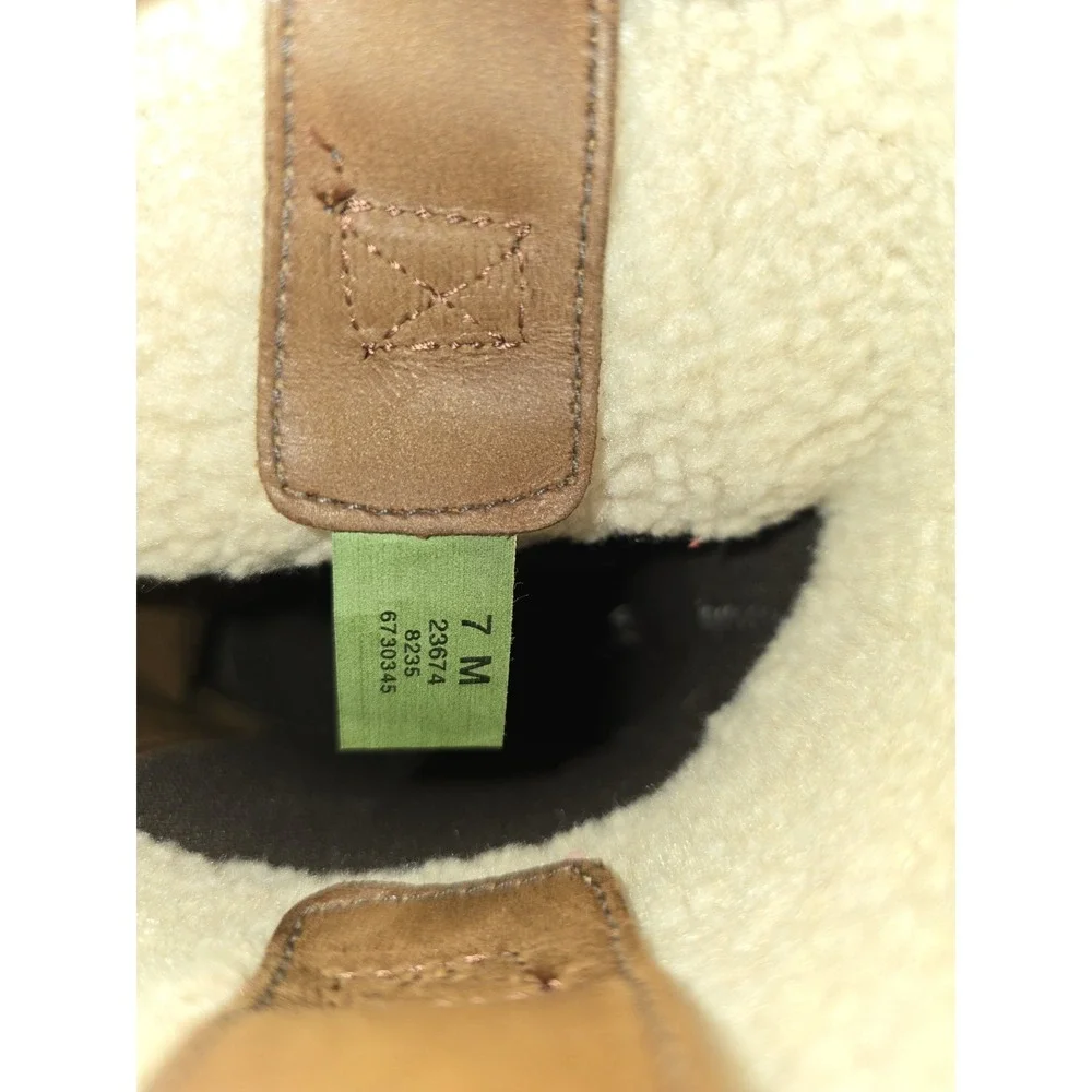 Timberland Women's Nellie Brown Leather Fleece Lined Slip on Winter‎ Boots 7M